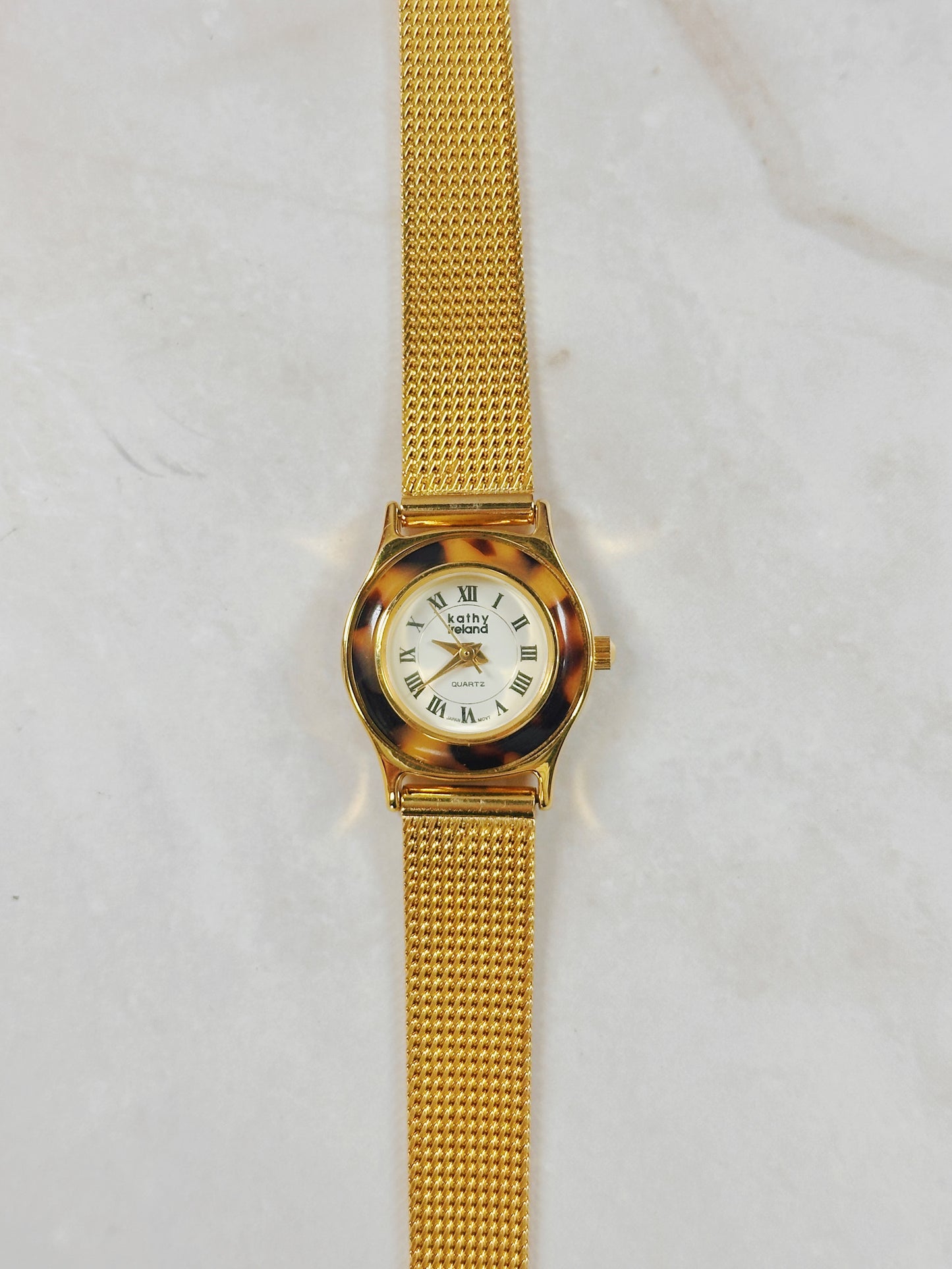Kathy Ireland Gold-Tone Ladies Watch – Tortoise Style Bezel – Quartz