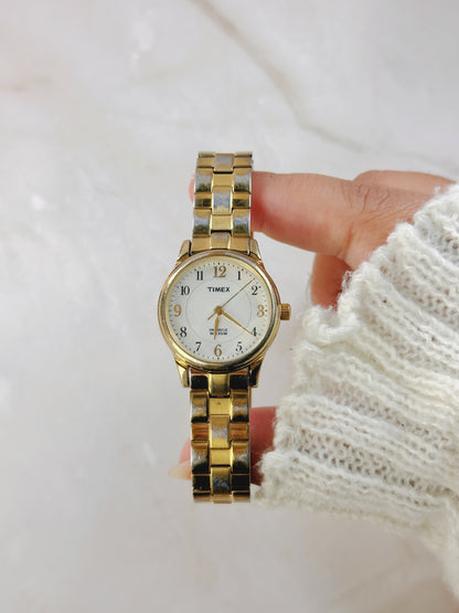 Timex Gold-Tone Ladies Watch – White Dial – Quartz – Classic Everyday Style