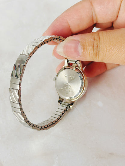 Carriage Silver-Tone Bracelet Watch – White Dial – WR 30M – New Battery
