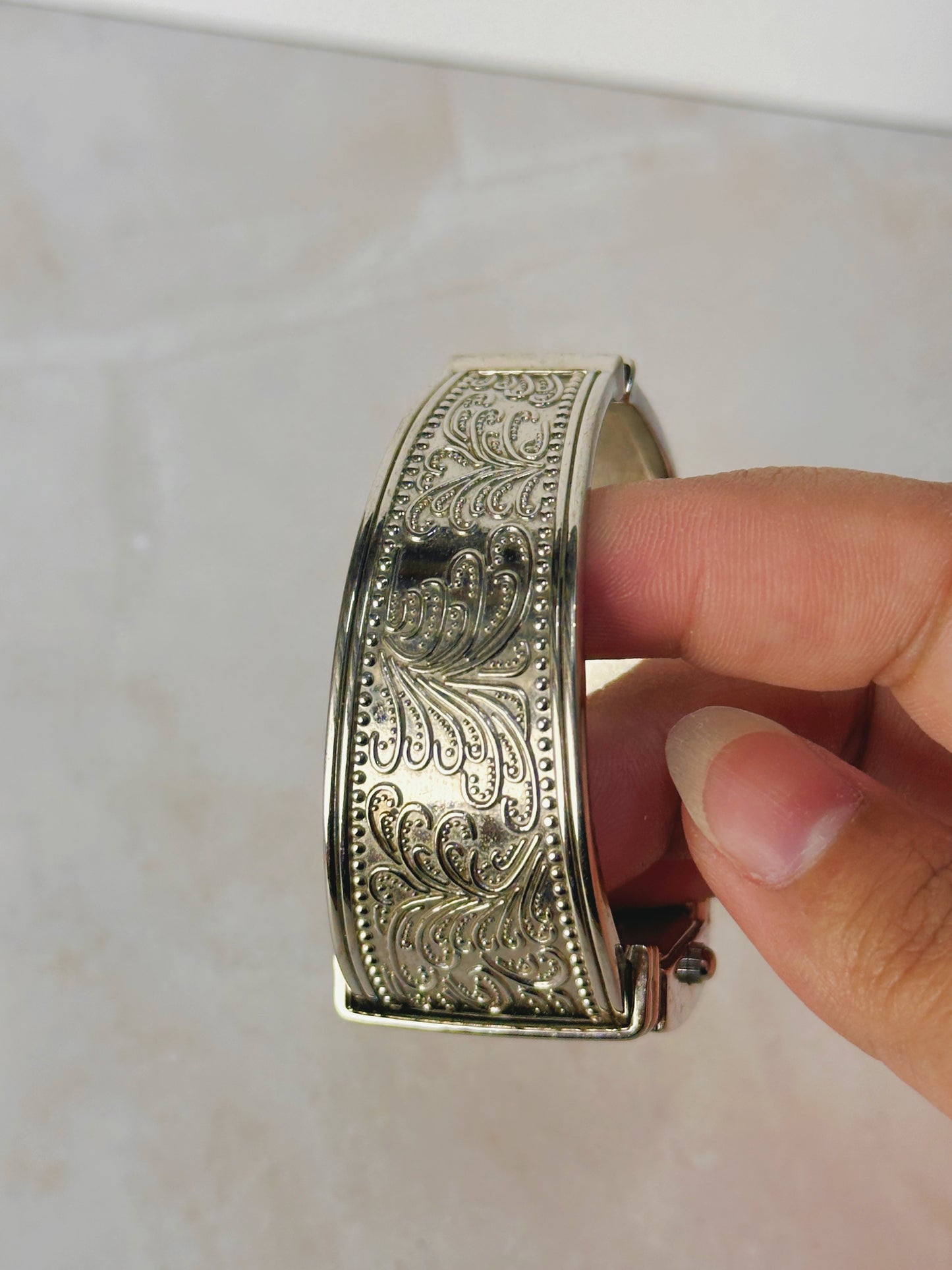 Geneva Silver Cuff Watch – Rectangular White Dial – Japan Quartz – New Battery