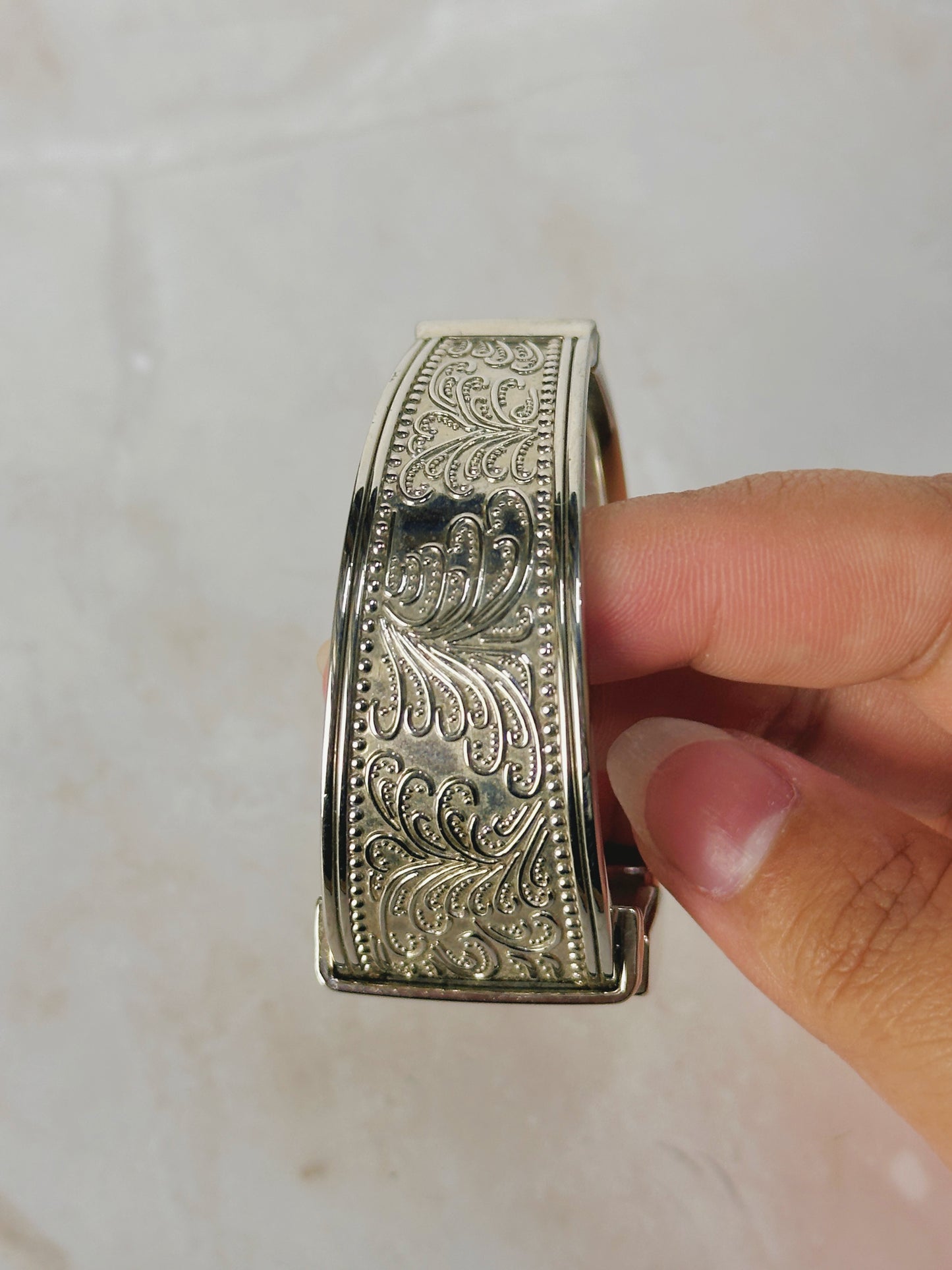 Geneva Silver Cuff Watch – Rectangular White Dial – Japan Quartz – New Battery