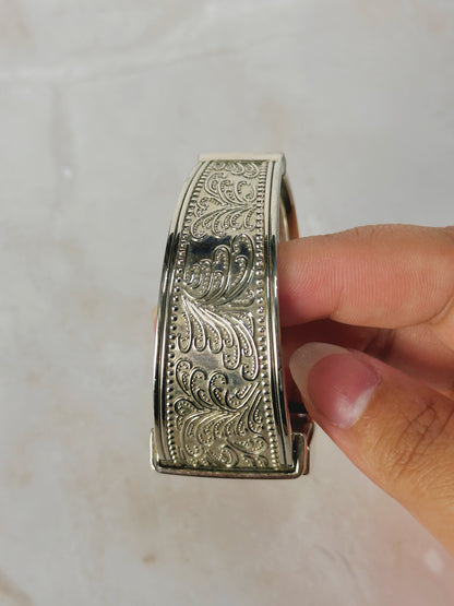 Geneva Silver Cuff Watch – Rectangular White Dial – Japan Quartz – New Battery