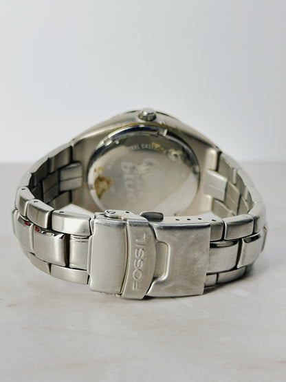 Fossil Blue 100M Stainless Steel Watch – Yellow Dial – Diver Style – New Battery