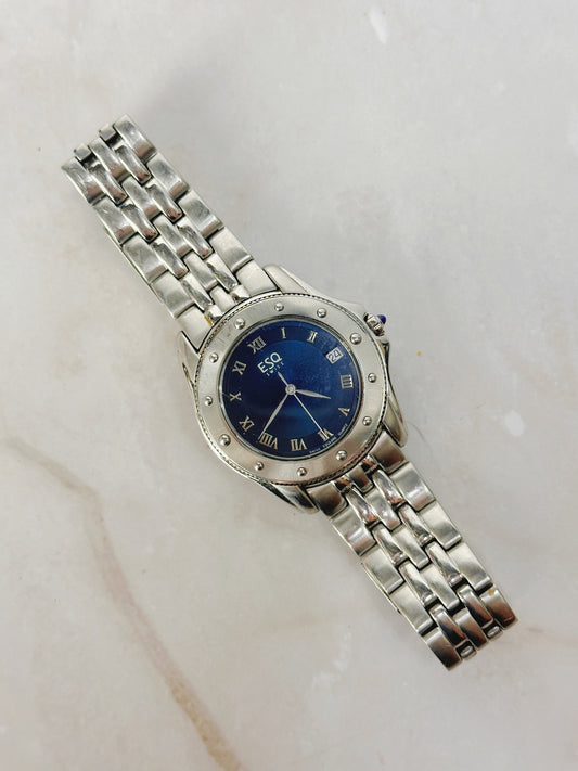 ESQ Swiss Blue Dial Watch – Stainless Steel – Roman Numerals – Date