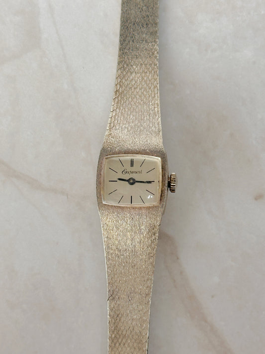 Exponent Vintage Manual Wind Watch – Gold Tone Textured Bracelet – Mechanical – New Battery Not Required