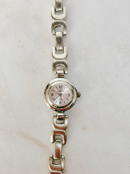 Urban Vibe Quartz Silver Tone Bracelet Watch – Ladies – Pink Dial – New Battery