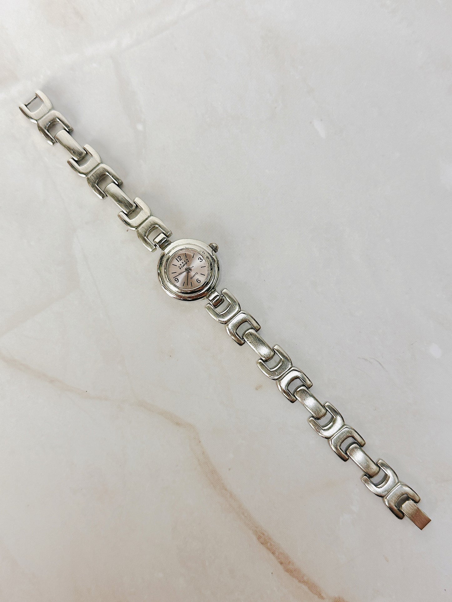 Urban Vibe Quartz Silver Tone Bracelet Watch – Ladies – Pink Dial – New Battery