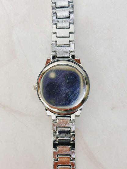 Silver Tone Rhinestone Quartz Watch – Ladies – Roman Numerals – Fully Iced Style – New Battery