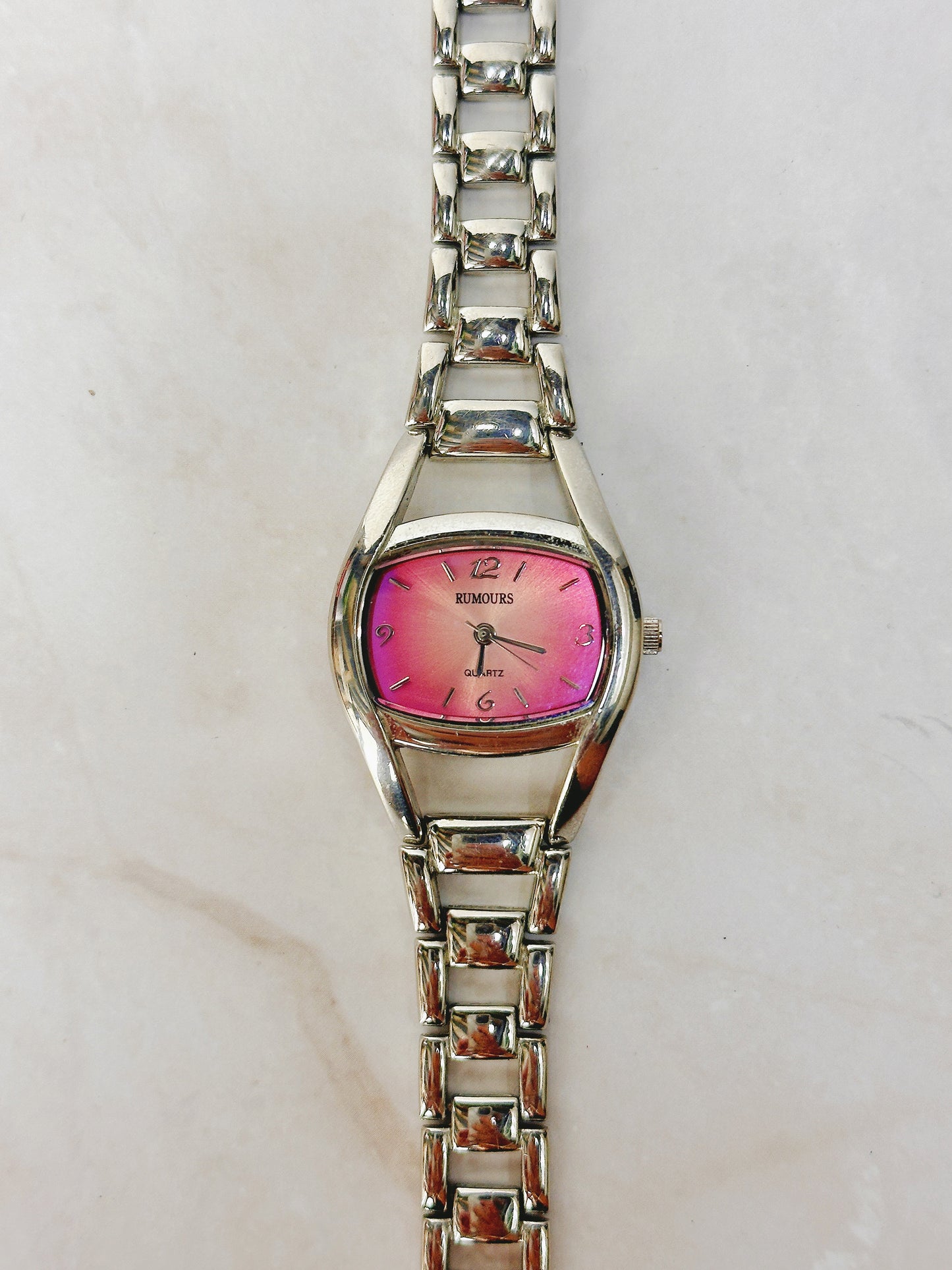 Rumours Silver Tone Quartz Watch – Ladies – Pink Gradient Dial – New Battery