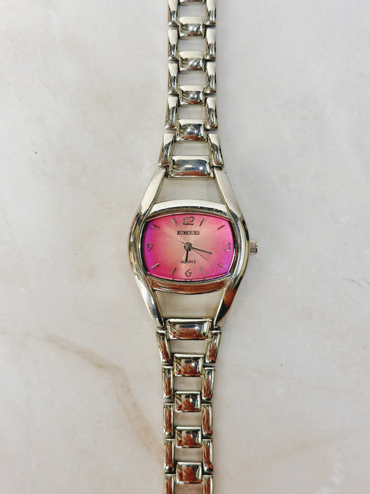 Rumours Silver Tone Quartz Watch – Ladies – Pink Gradient Dial – New Battery