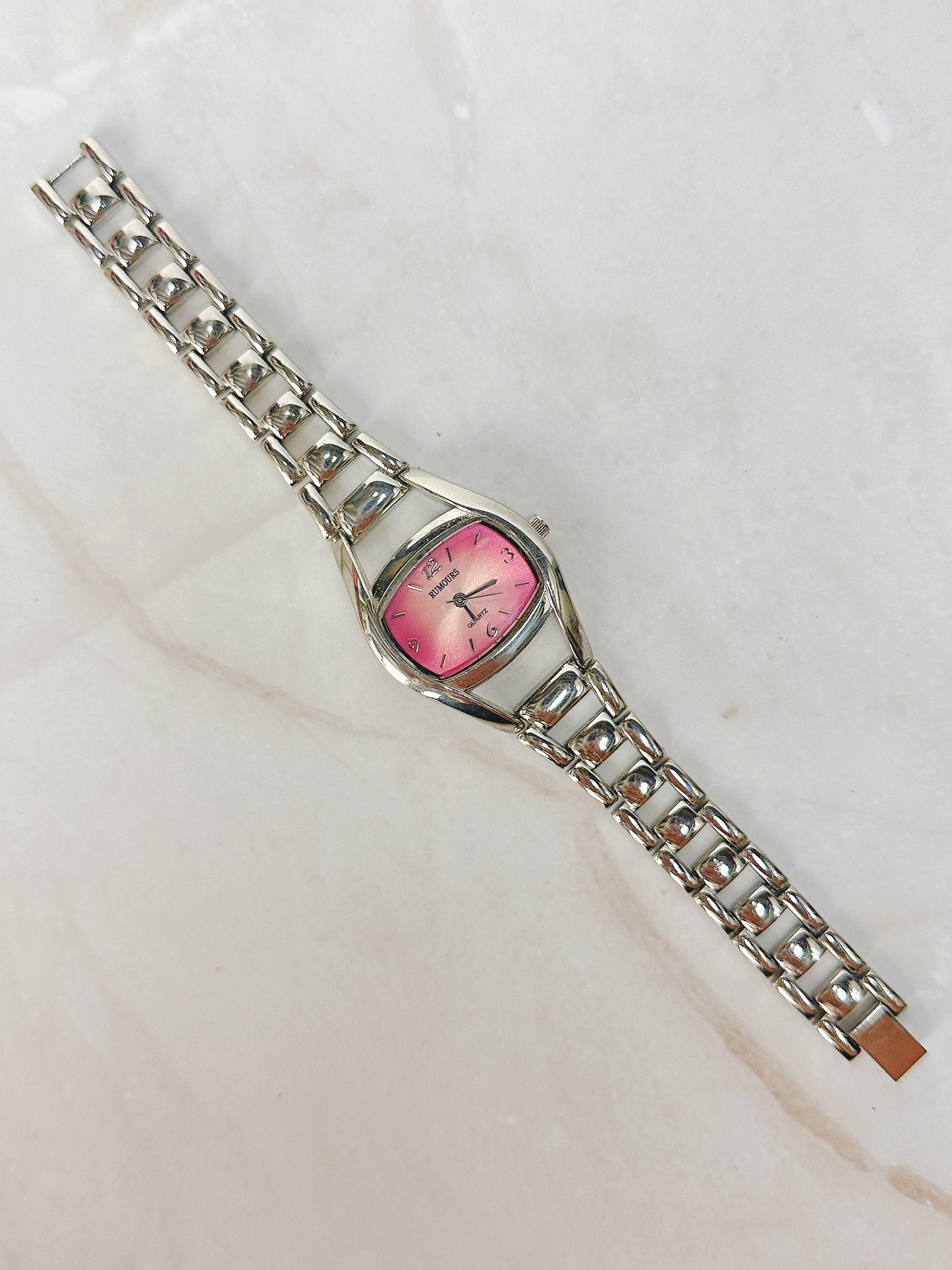 Rumours Silver Tone Quartz Watch – Ladies – Pink Gradient Dial – New Battery
