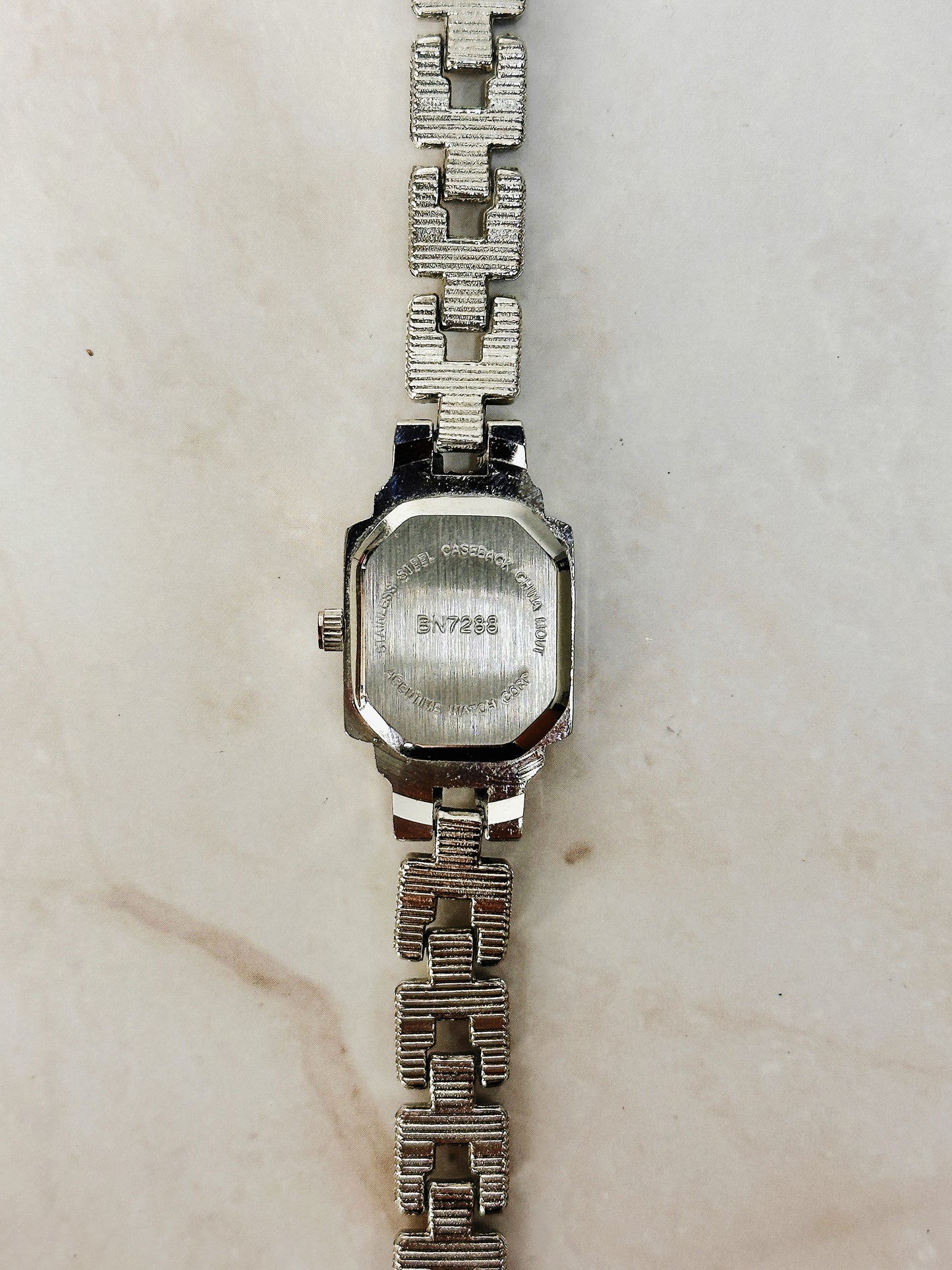Vintage Style Silver Tone Rhinestone Bracelet Watch – Rectangular Dial – Ladies – New Battery