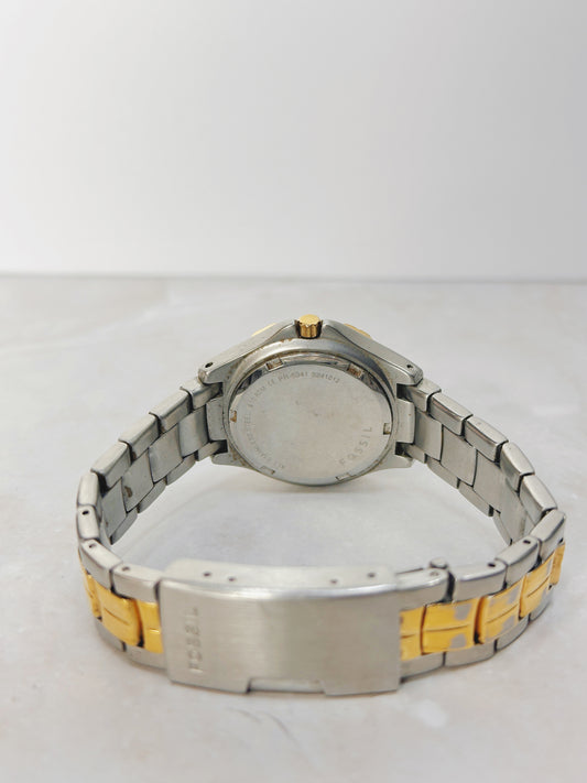 Fossil Blue Two-Tone Quartz Watch – Date – Stainless Steel – Ladies – New Battery