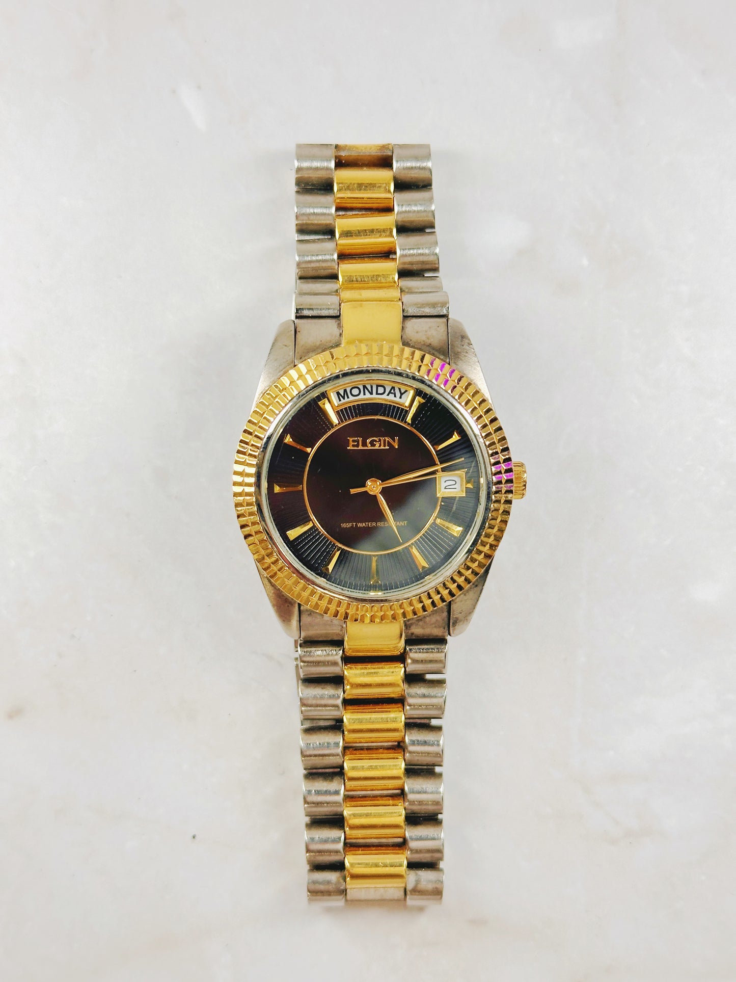 Elgin Two-Tone Quartz Men Watch – Day & Date – Blue Dial