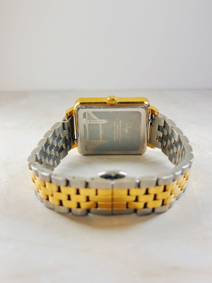 Waldor & Co Two-Tone Square Watch – Silver Dial – Date – Ladies – New Battery