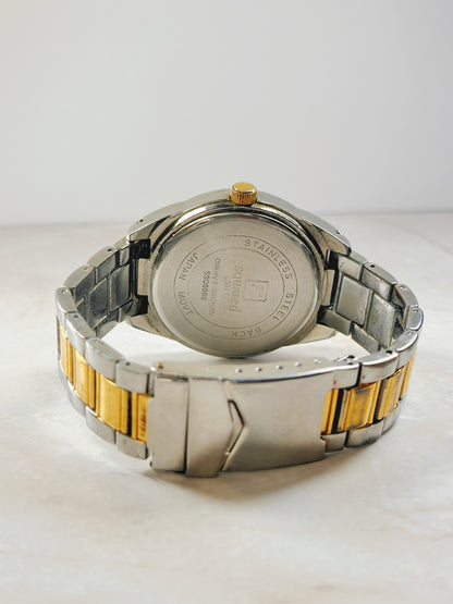 Two-Tone Quartz Watch – Date – 50M Water Resistant – Gold Bezel – New Battery
