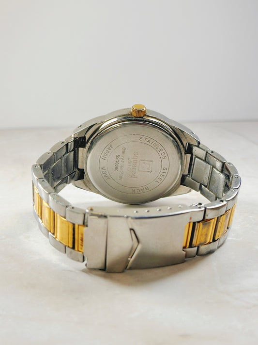 Two-Tone Quartz Watch – Date – 50M Water Resistant – Gold Bezel – New Battery