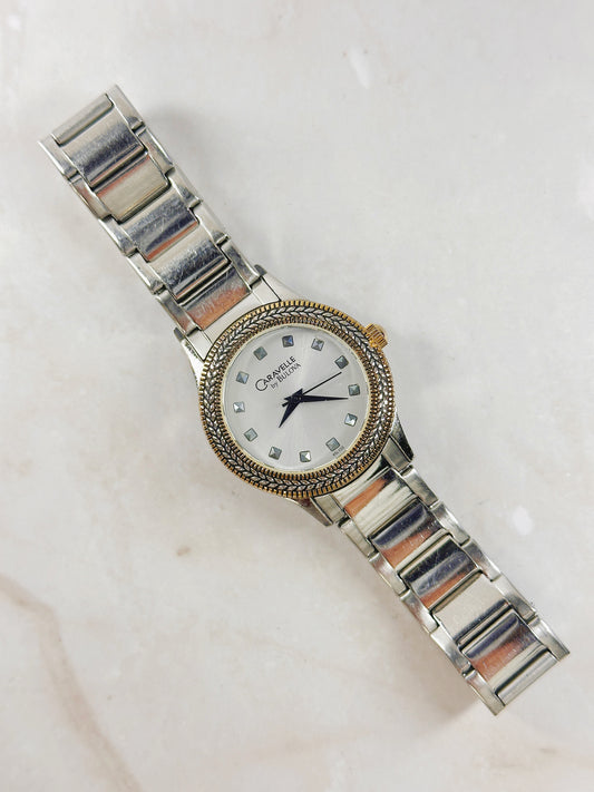 Caravelle by Bulova Two-Tone Watch – Textured Bezel – Ladies – New Battery