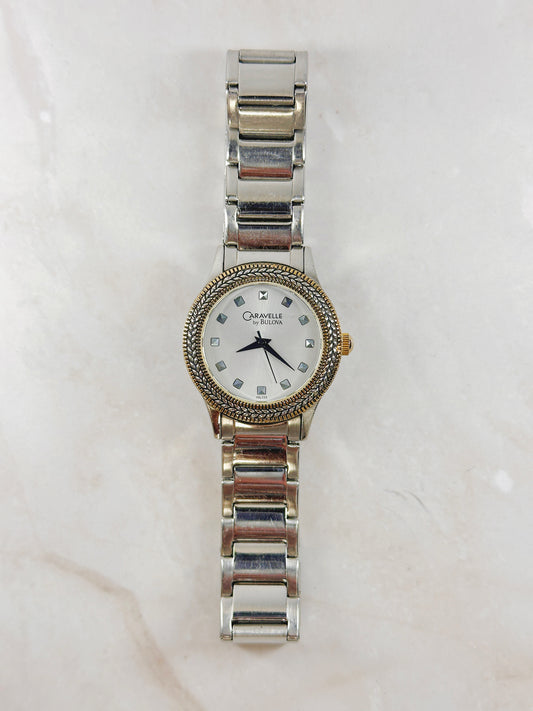 Caravelle by Bulova Two-Tone Watch – Textured Bezel – Ladies – New Battery