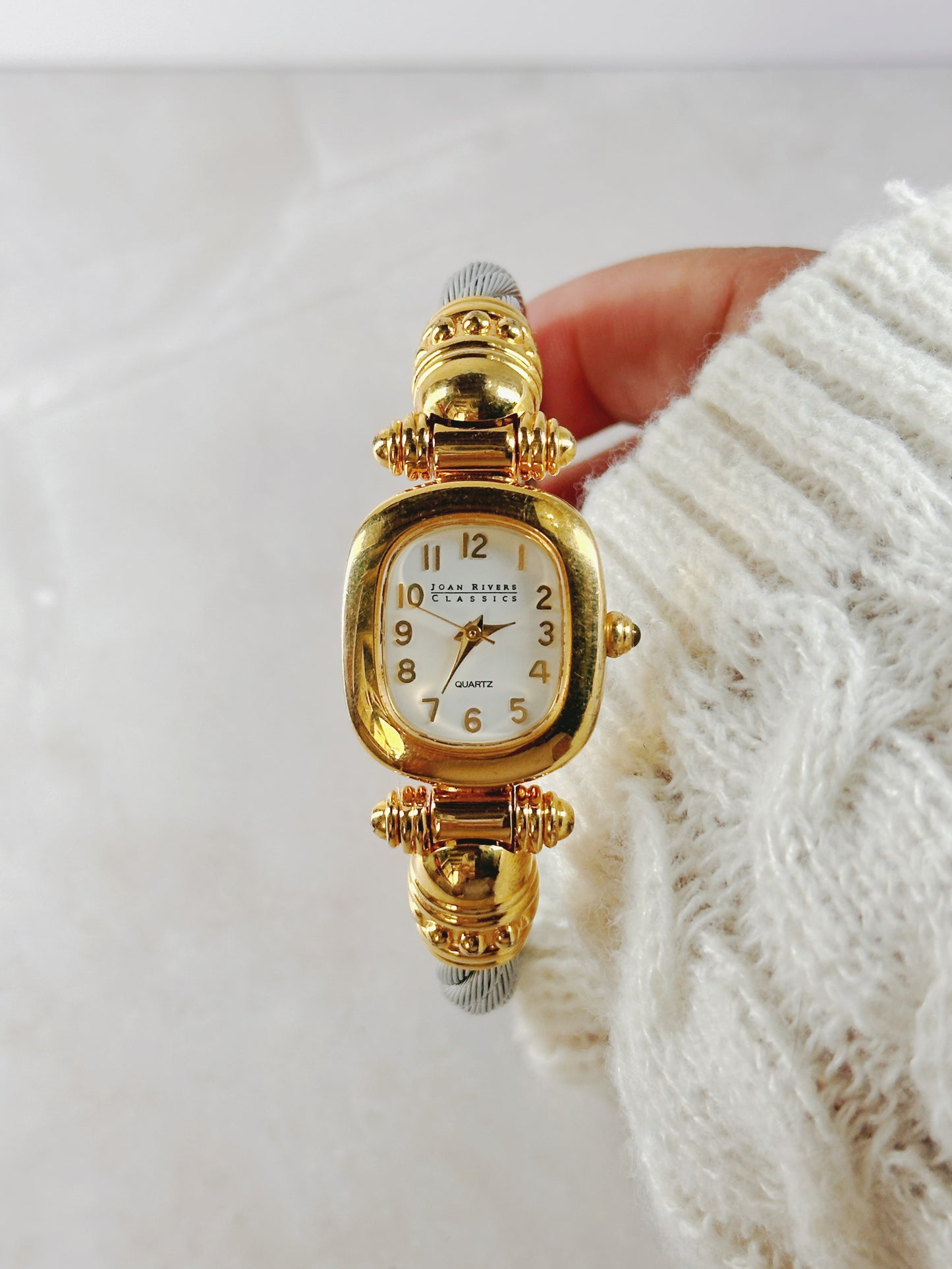 Joan Rivers Classics Gold-Tone Bracelet Watch – White Dial – New Battery