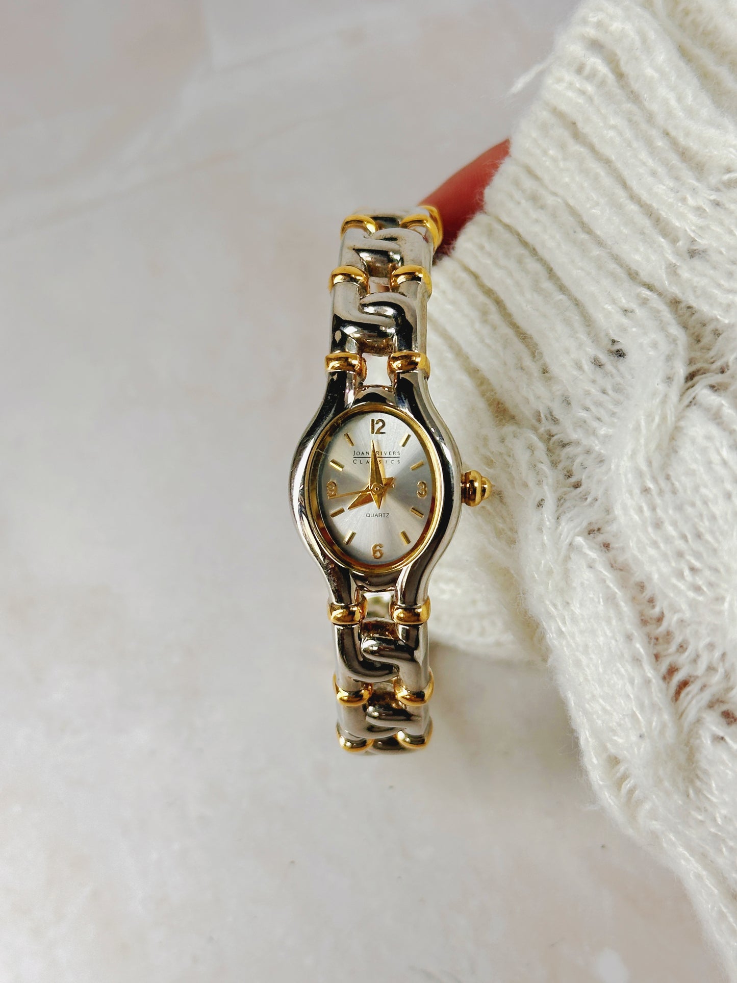 Joan Rivers Classics Two-Tone Bracelet Watch – Oval Dial – Gold & Silver – New Battery