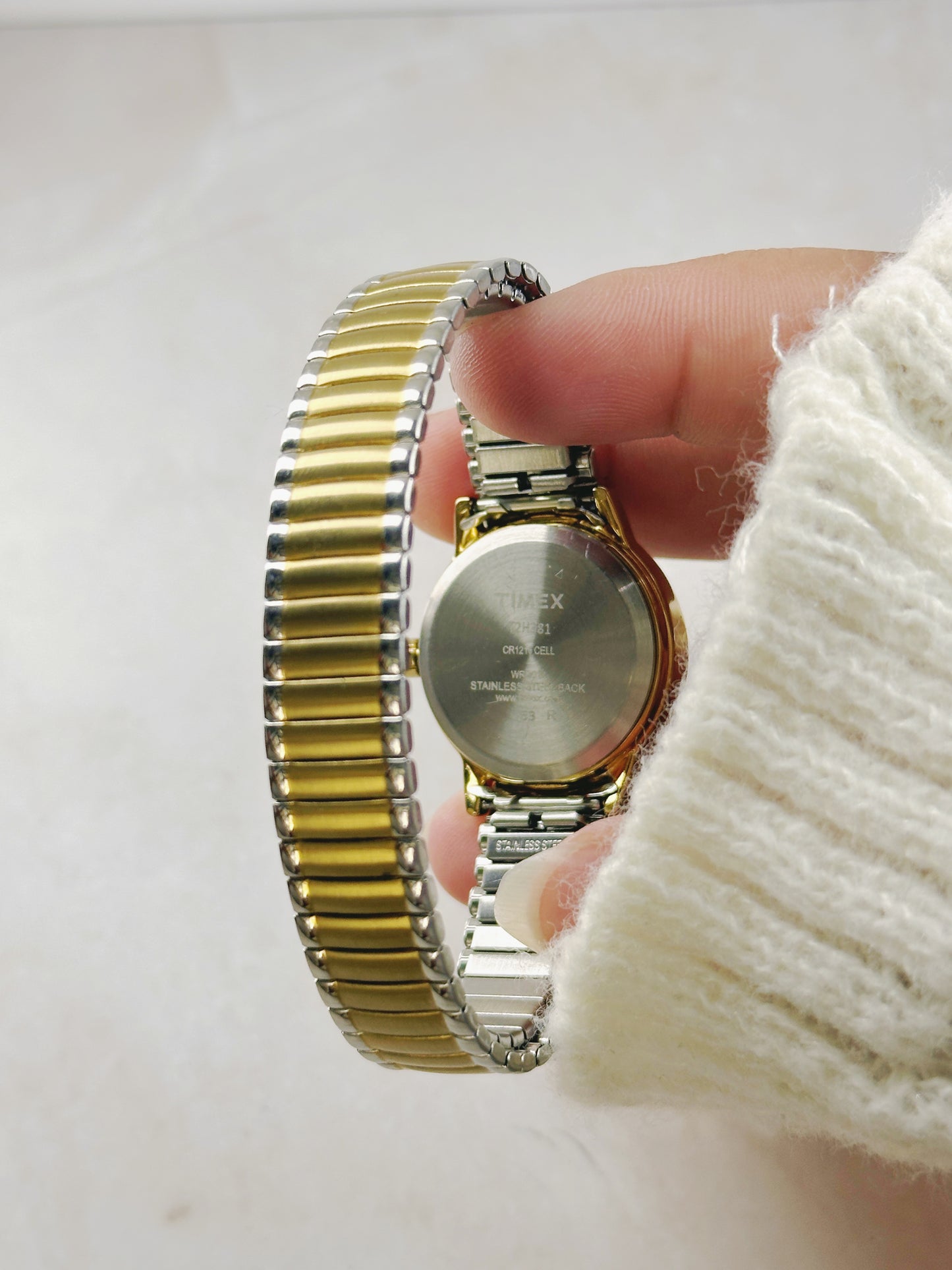 Timex Indiglo Gold-Tone Watch – White Dial – Date – 30M Water Resistant – New Battery