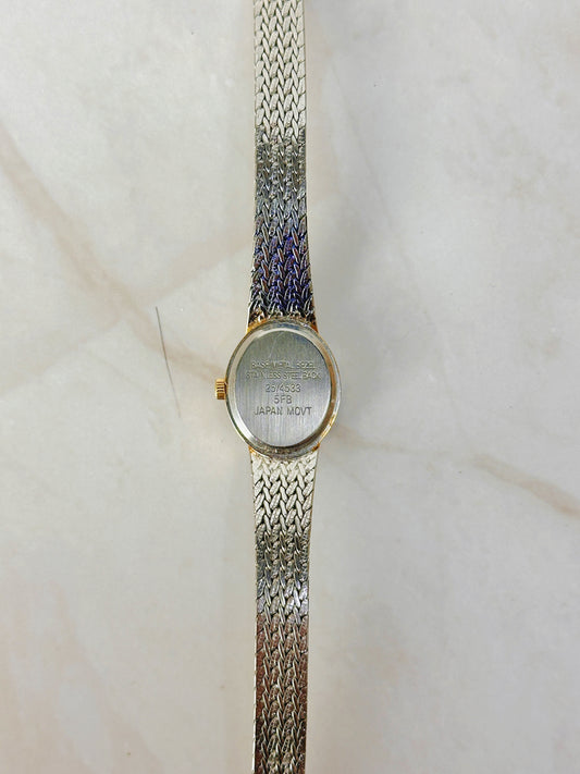 Armitron Two-Tone Braided Bracelet Watch – Gold Dial – Crystal Bezel – Quartz – New Battery
