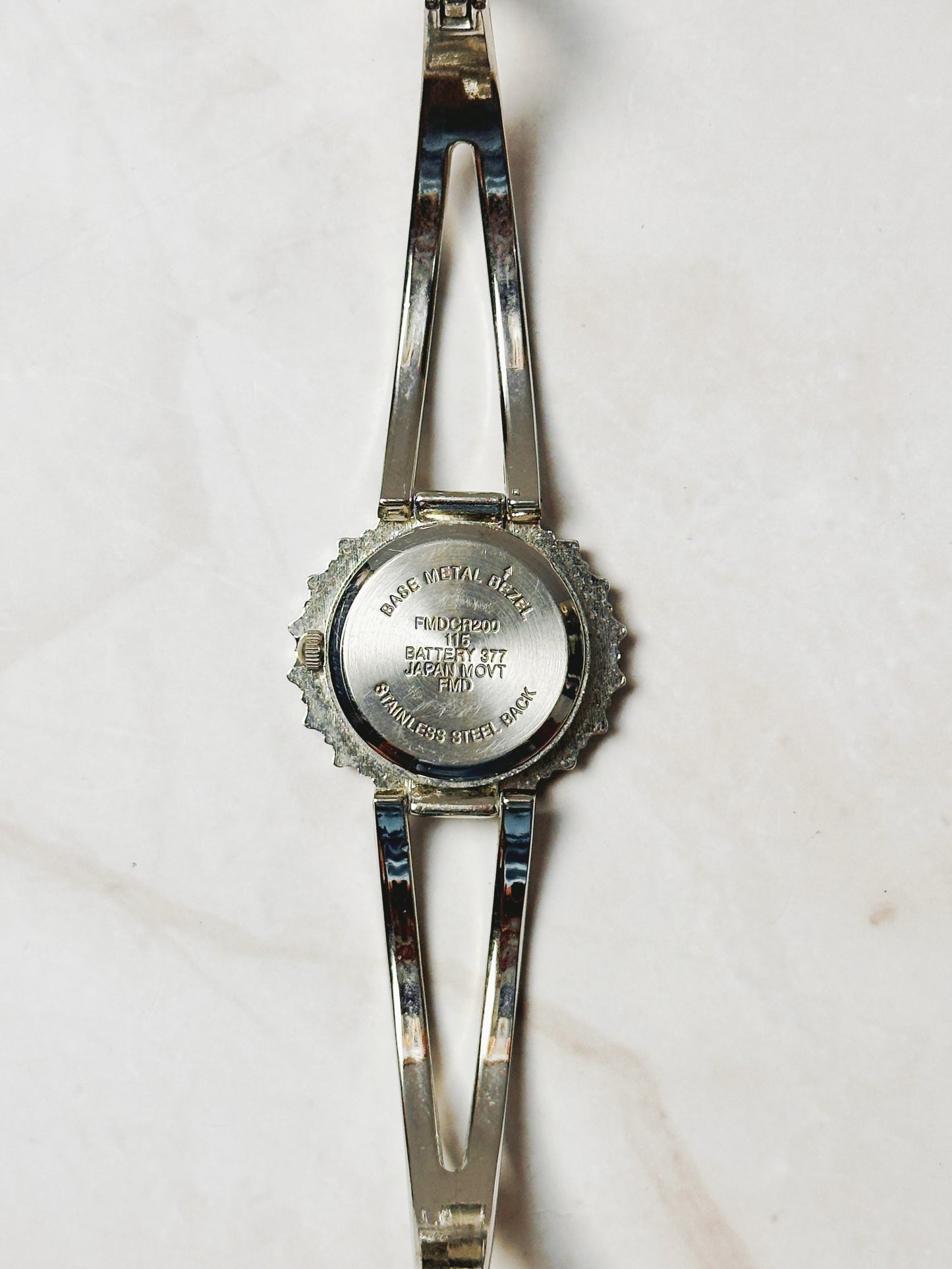 Vintage Rhinestone Oval Watch – Silver Tone Bangle Style – Japan Movement – New Battery