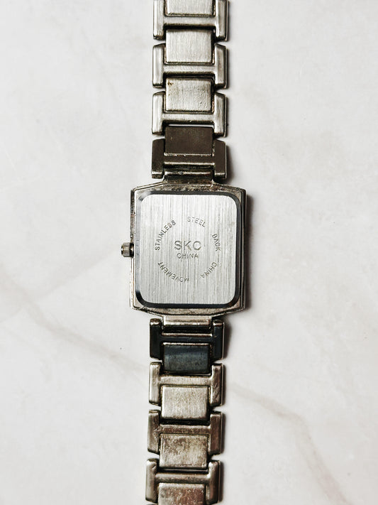 Vintage Tank Style Silver Tone Rectangular Watch – Roman Numerals – Quartz – New Battery