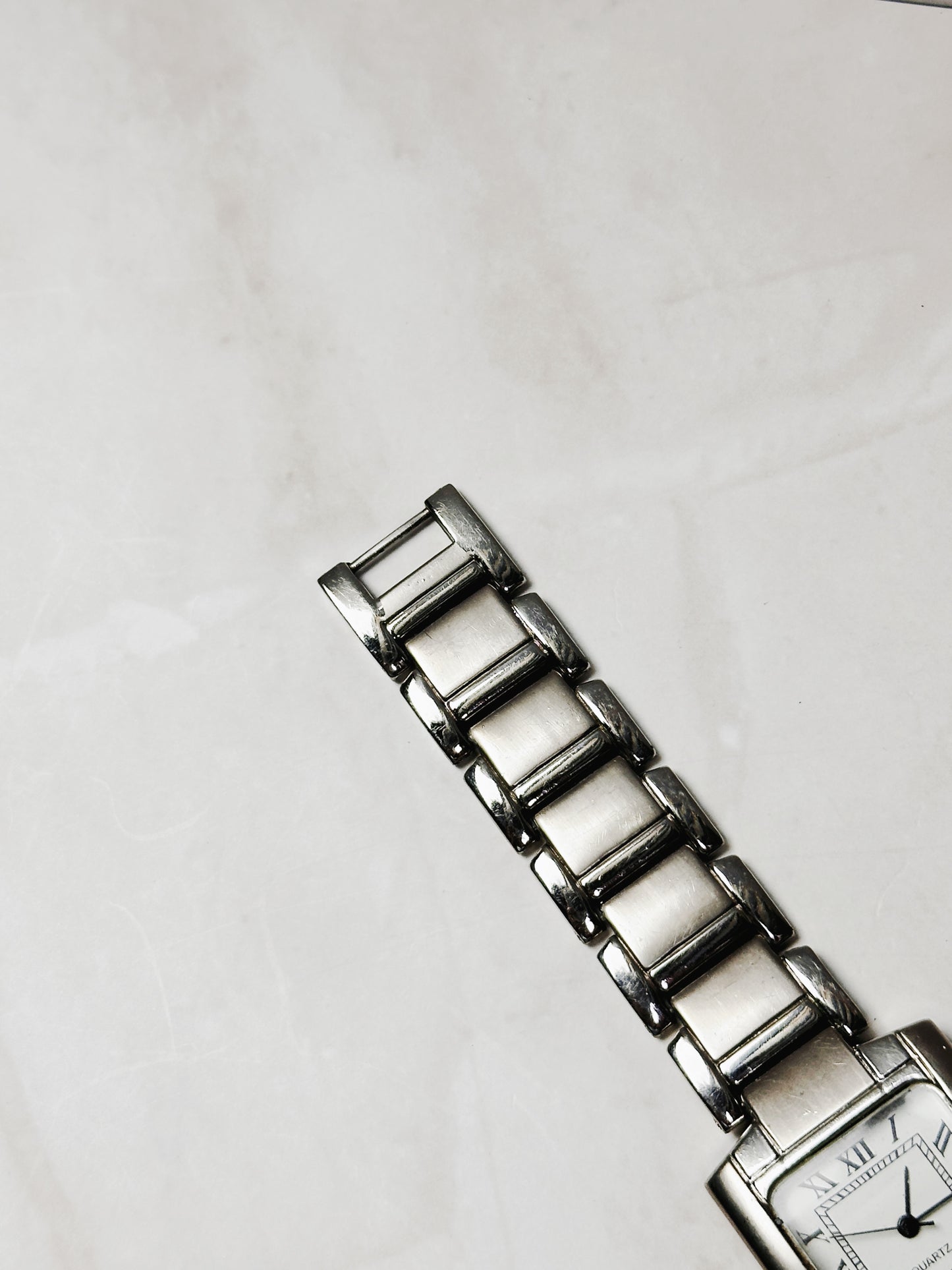 Vintage Tank Style Silver Tone Rectangular Watch – Roman Numerals – Quartz – New Battery