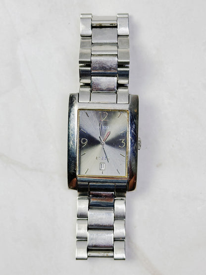 GUESS Steel Rectangular Watch – Date – Stainless Steel Bracelet – New Battery