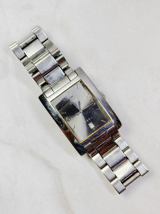 GUESS Steel Rectangular Watch – Date – Stainless Steel Bracelet – New Battery