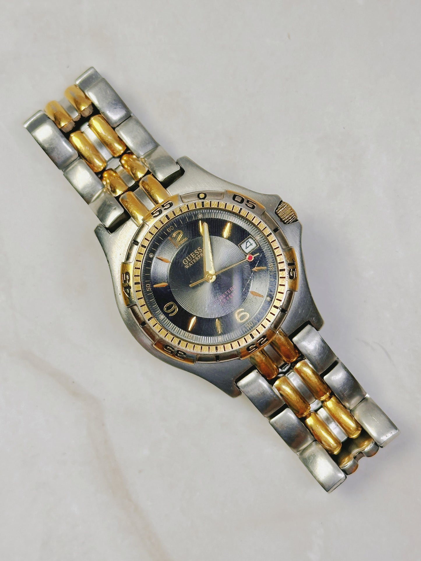 GUESS Two-Tone Sport Watch – Date – 50M Water Resistant – Japan Movement – New Battery
