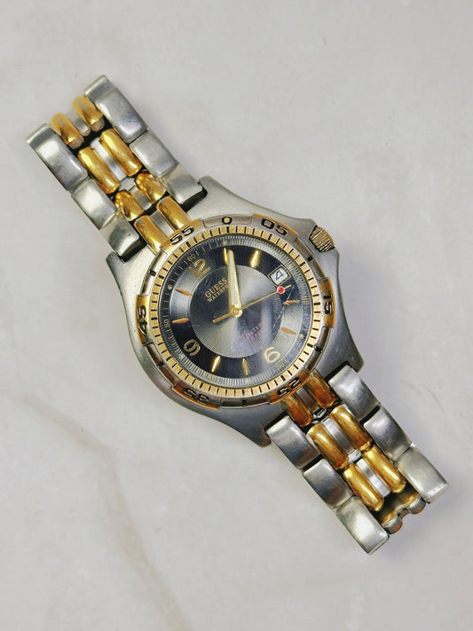GUESS Two-Tone Sport Watch – Date – 50M Water Resistant – Japan Movement – New Battery