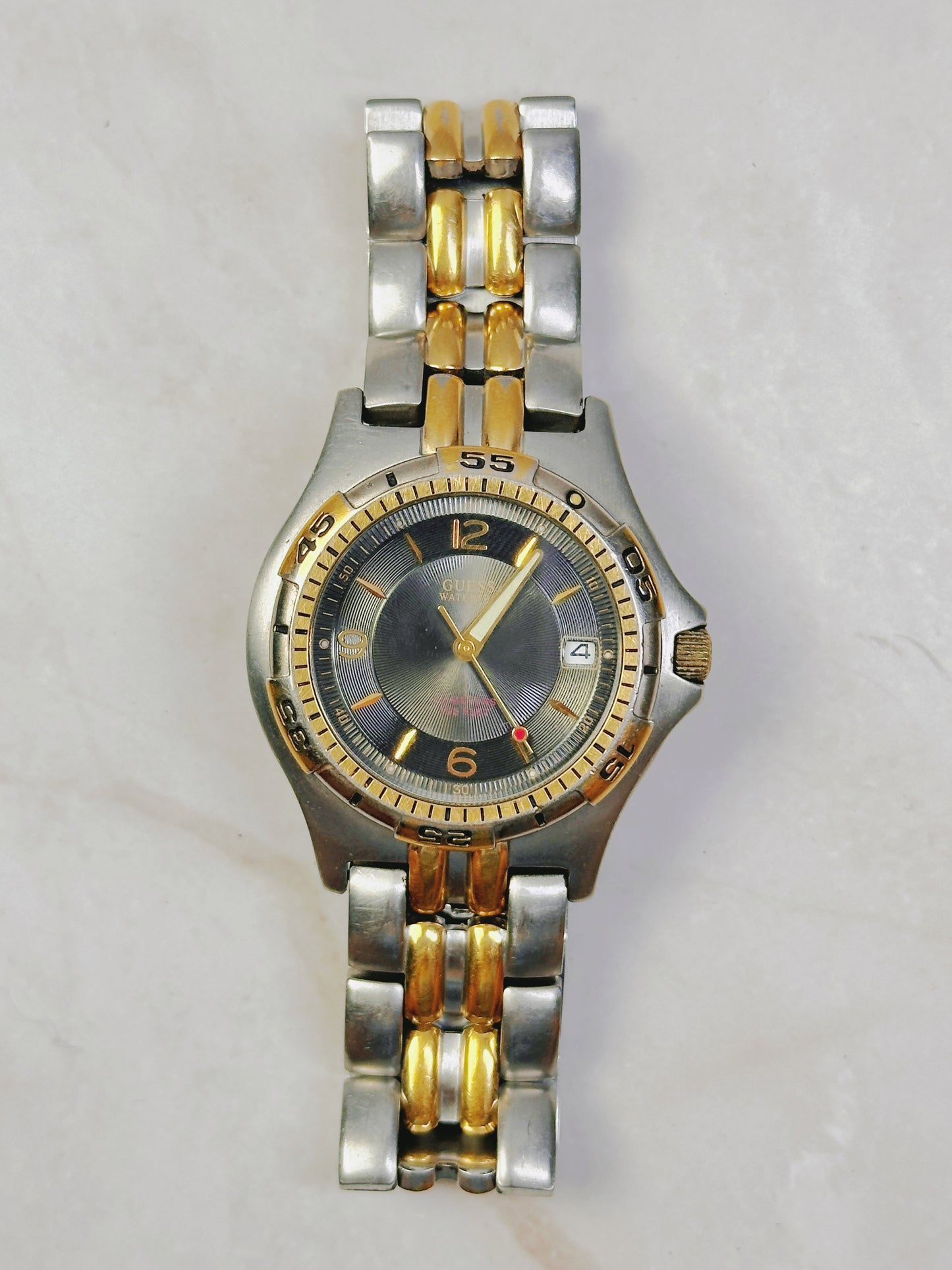GUESS Two-Tone Sport Watch – Date – 50M Water Resistant – Japan Movement – New Battery