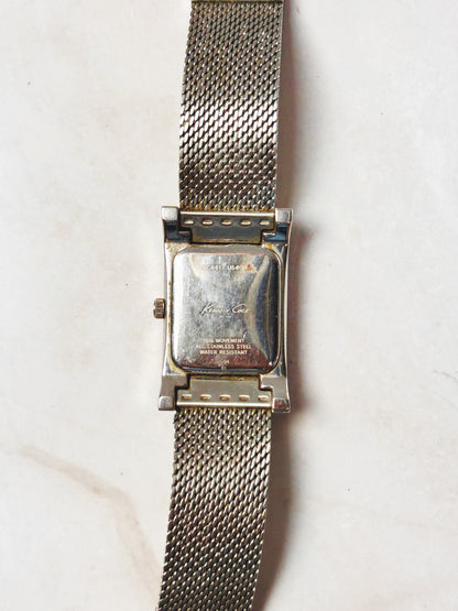 Kenneth Cole New York Silver Tone Rectangular Men's Watch – Mesh Bracelet – Quartz – New Battery