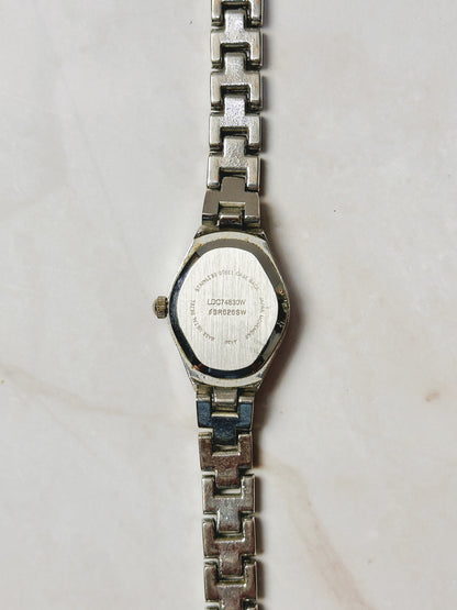 Silver Tone Rhinestone Accent Bracelet Watch – Cream Dial – Japan Movt – New Battery