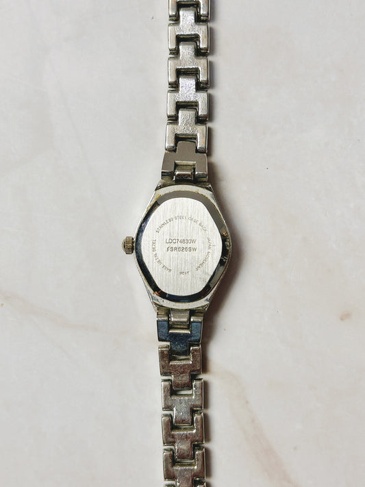 Silver Tone Rhinestone Accent Bracelet Watch – Cream Dial – Japan Movt – New Battery