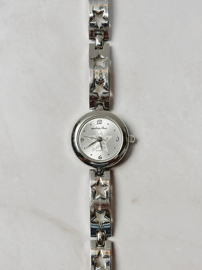 Anchor Blue Silver Tone Star Link Bracelet Watch – White Dial – Quartz – New Battery