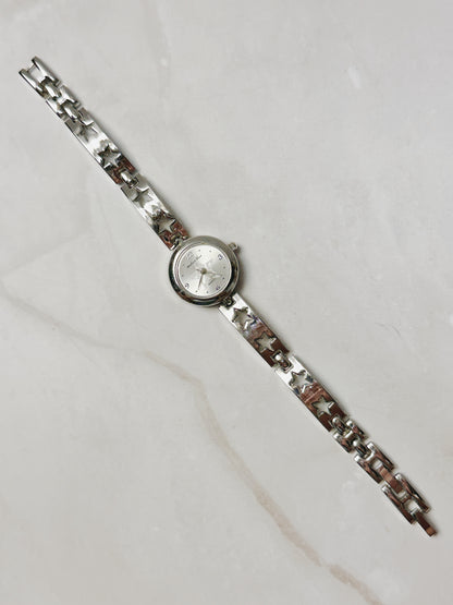 Anchor Blue Silver Tone Star Link Bracelet Watch – White Dial – Quartz – New Battery