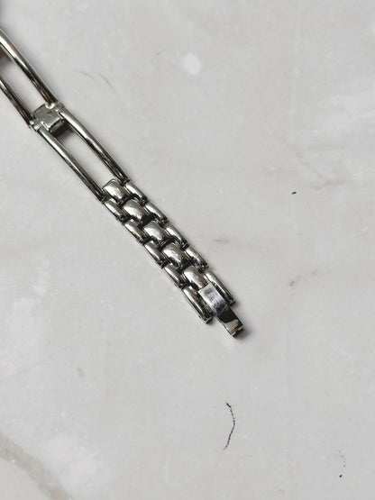 Cote d’Azur Silver Tone Petite Bracelet Watch – Black Dial – Quartz – New Battery