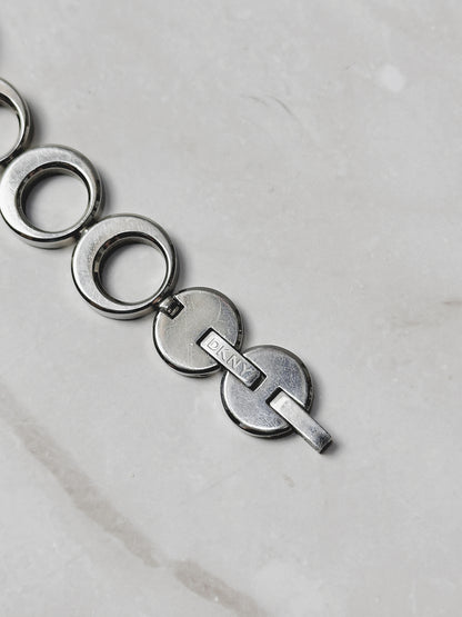 DKNY Silver Tone Bracelet Watch – Modern Circle Link Design – Minimalist Dial – New Battery