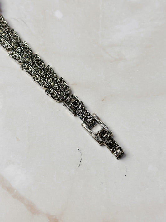 Lee Sands Marcasite Bracelet Watch – Ornate Vintage Style – Japan Quartz – New Battery
