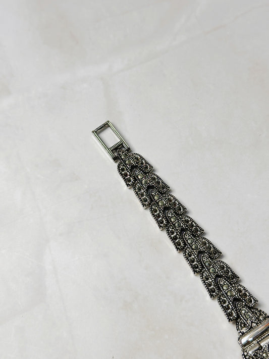 Lee Sands Marcasite Bracelet Watch – Ornate Vintage Style – Japan Quartz – New Battery