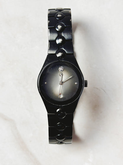George Black Tone Fashion Watch – Minimalist Dial – Crystal Accents – New Battery
