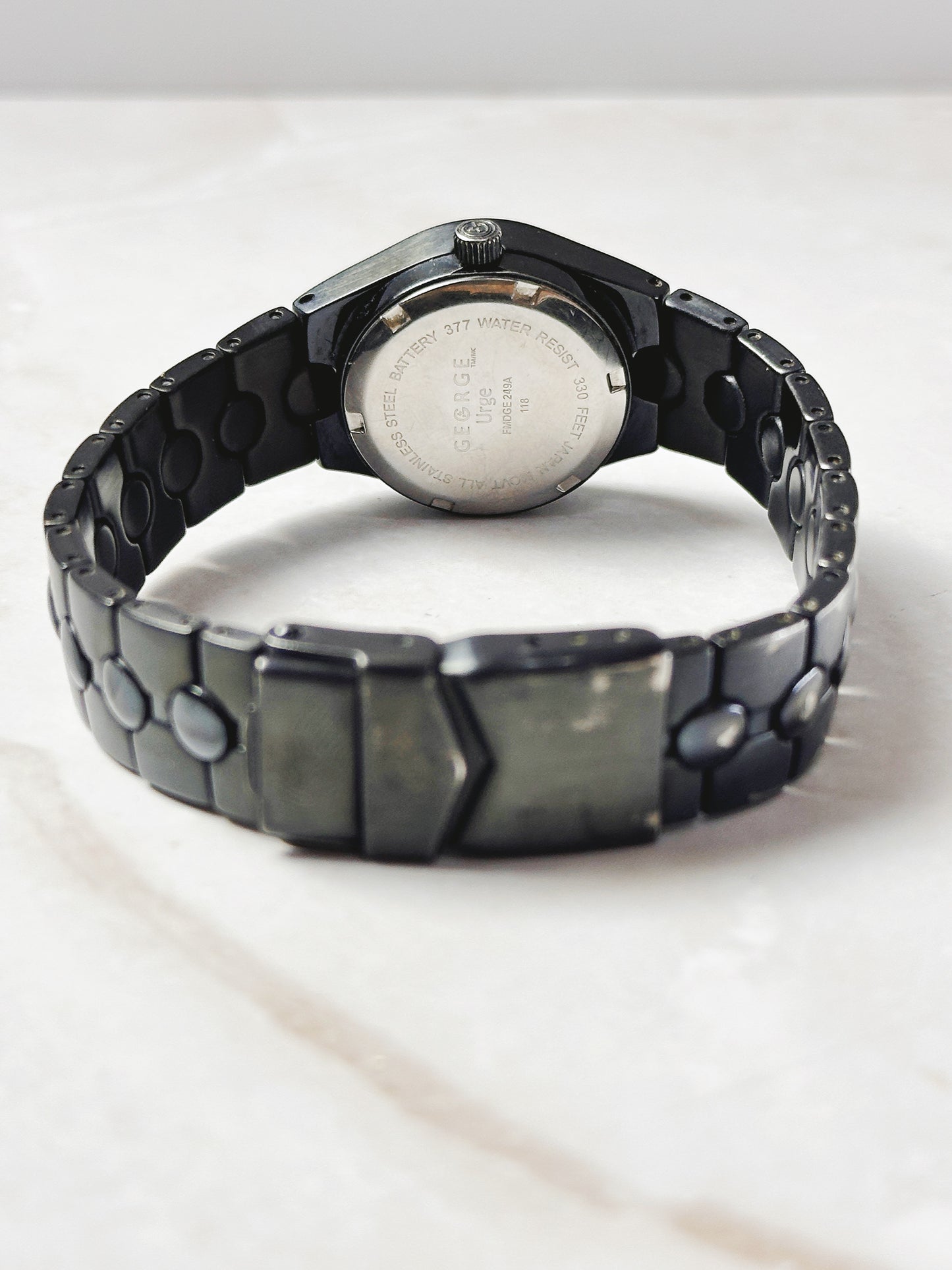 George Black Tone Fashion Watch – Minimalist Dial – Crystal Accents – New Battery