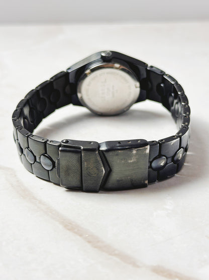 George Black Tone Fashion Watch – Minimalist Dial – Crystal Accents – New Battery