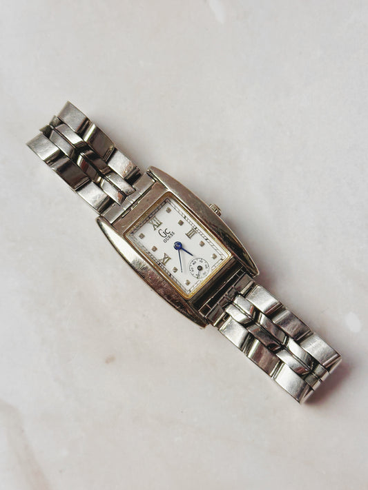 GC Guess Collection Rectangular Watch – Silver Tone – Small Seconds – New Battery