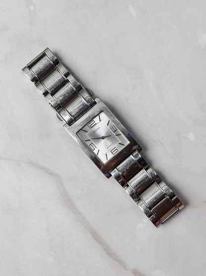 Guess Rectangular Watch – Stainless Steel – Silver Dial – Quartz – New Battery