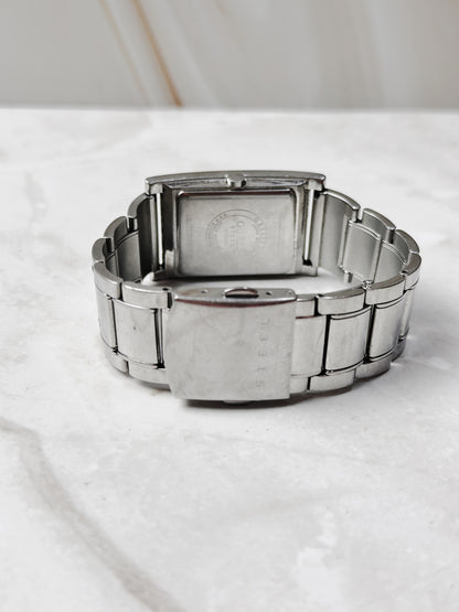 Guess Rectangular Watch – Stainless Steel – Silver Dial – Quartz – New Battery